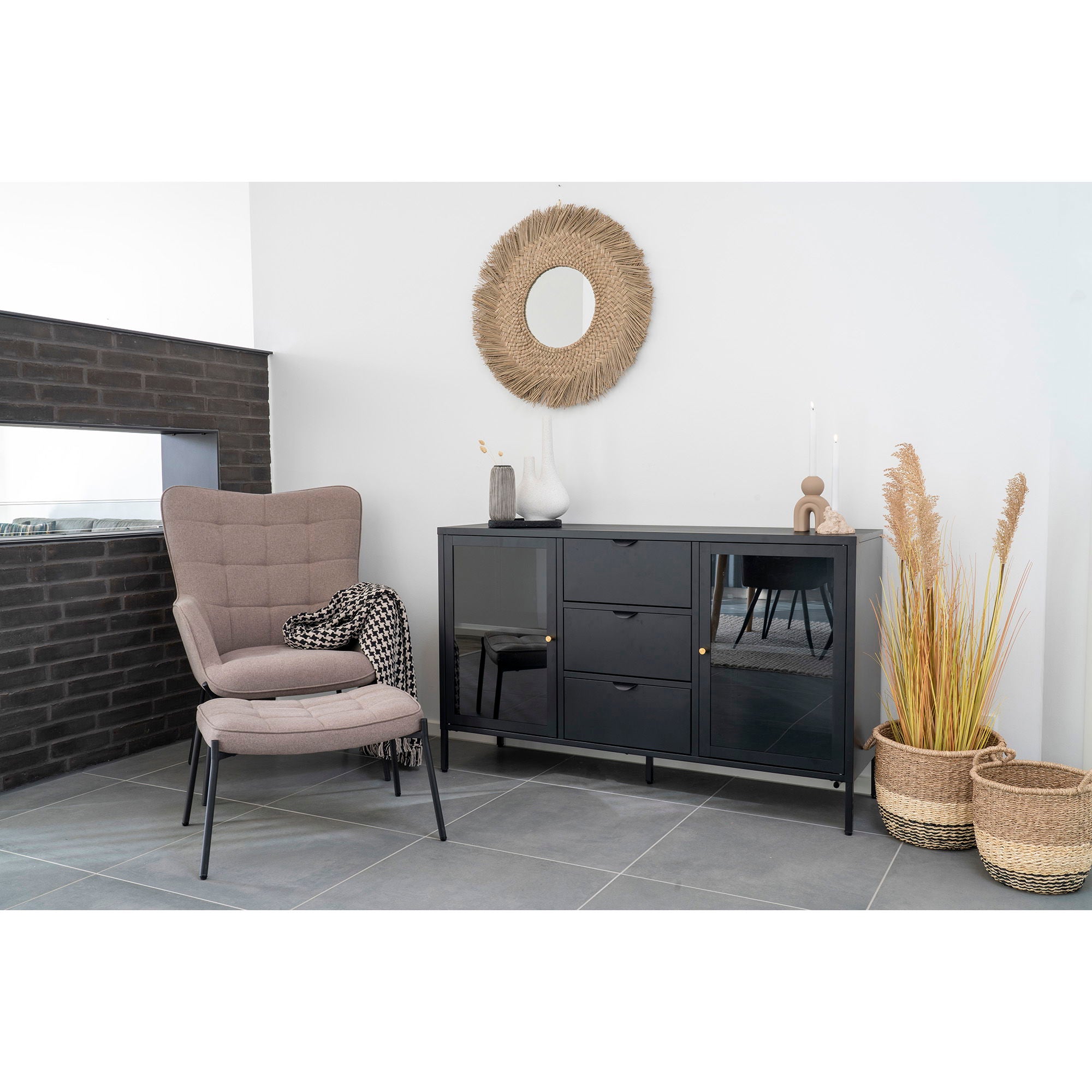 Farbe Lima – Aufbewahrungskörbe aus Seegras, natur/braun/schwarz, Set aus 2